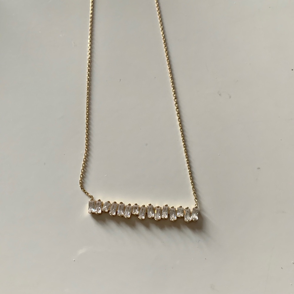 Nadri Baguette bar CZ Necklace
